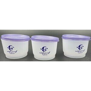 Set of 3 Tupperware "Take 5" Snack Cups 4 oz Sheer #1229 Purple Seals New